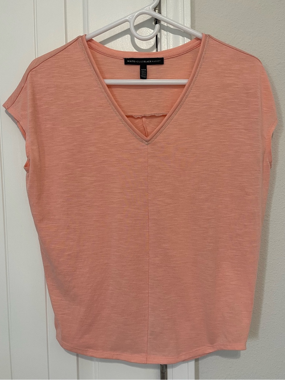 White House Black Market Coral V-Neck Slub-Knit Tank